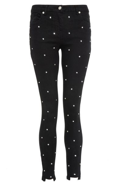 Black Diamante Detail Skinny Jeans