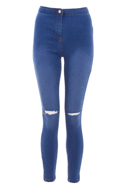 Blue Denim Ripped High Waisted Jeans