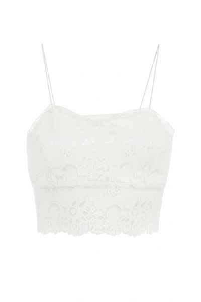 Cream Lace Bralette Crop Top