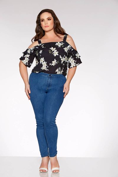Curve Blue Stretch High Waist Jeans
