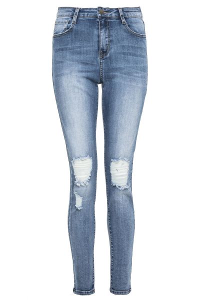 Light Blue Denim Stretch Rip Jeans