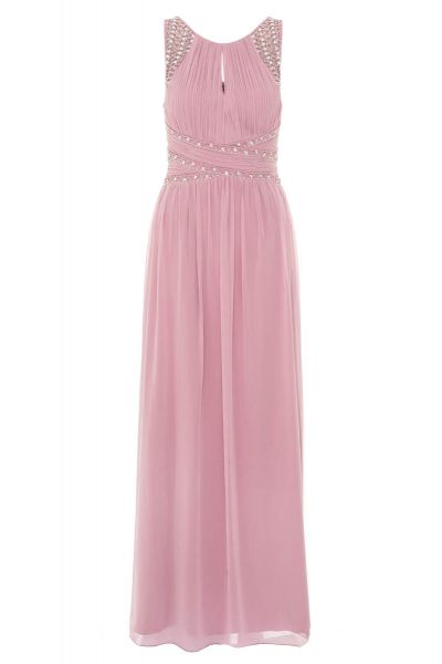 Mauve Chiffon Embellished Maxi Dress