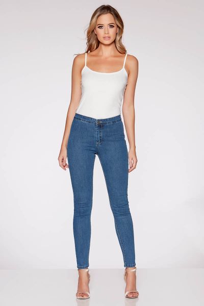 Mid Blue High Waist Skinny Jeans