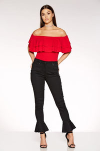 Black Stretch Frill Detail Jeans