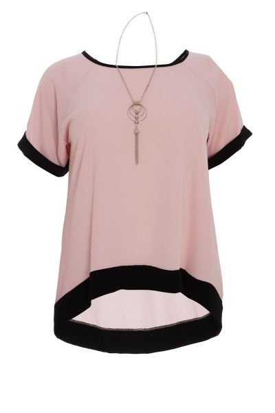 Curve Pink And Black Necklace Top