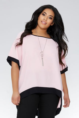 Curve Pink And Black Necklace Top