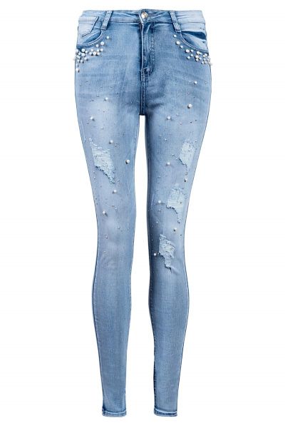 Light Blue Pearl And Diamante Jeans