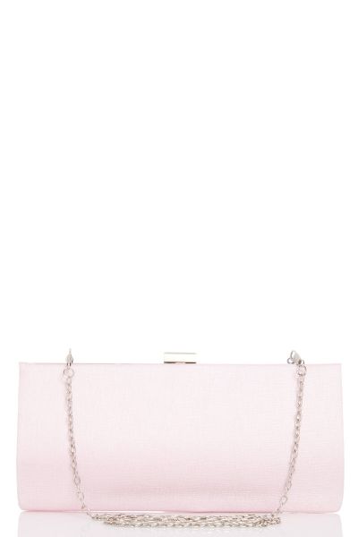 Pink Textured Diamante Clip Bag