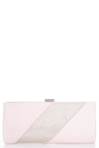 Pink Textured Diamante Clip Bag