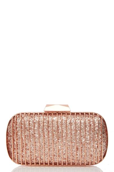 Rose Gold Glitter Cage Box Bag