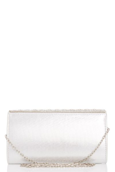 Silver Diamante Clutch Bag