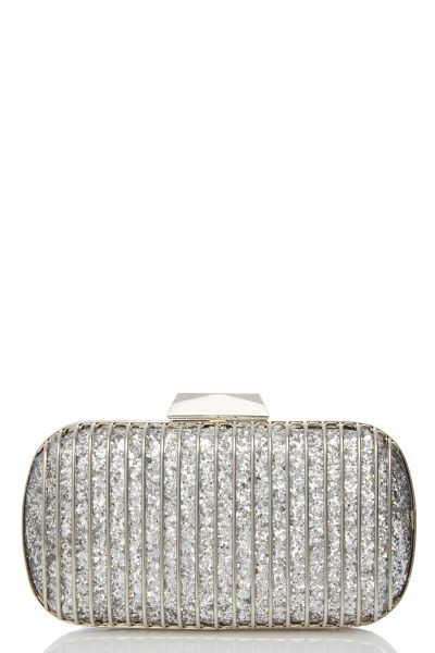 Silver Glitter Cage Box Bag